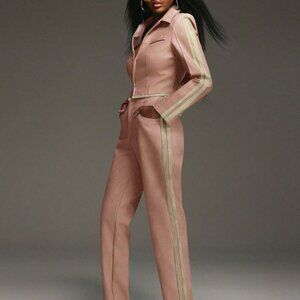 Pink Elegant Women's High Rise Slim Pants